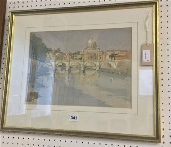 William Harold Ingrams (1897-1973), St Peters Rome, indistinct monogram, dated 59, watercolour